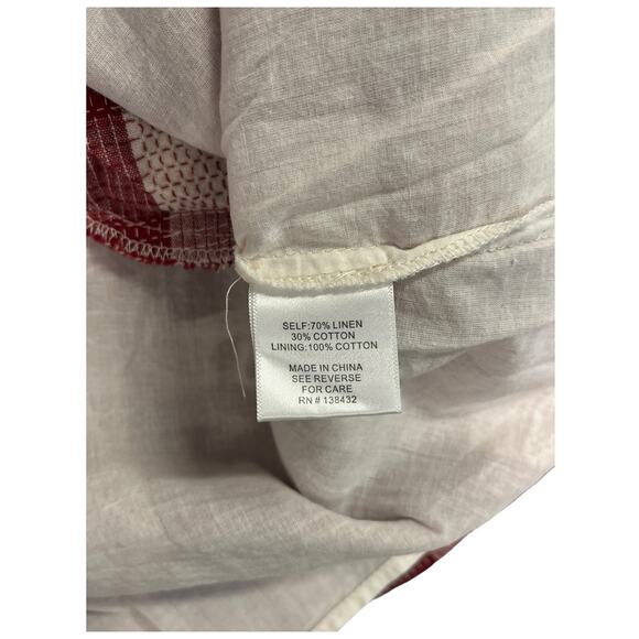 ModCloth Dress Womens 8 Red White Linen Gingham Retro Picnic Cottagecore Coastal - Picture 7 of 12